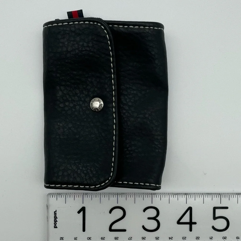 Tommy Hilfiger Black Pebbled Leather Wallet Coin Purse - Picture 2 of 8